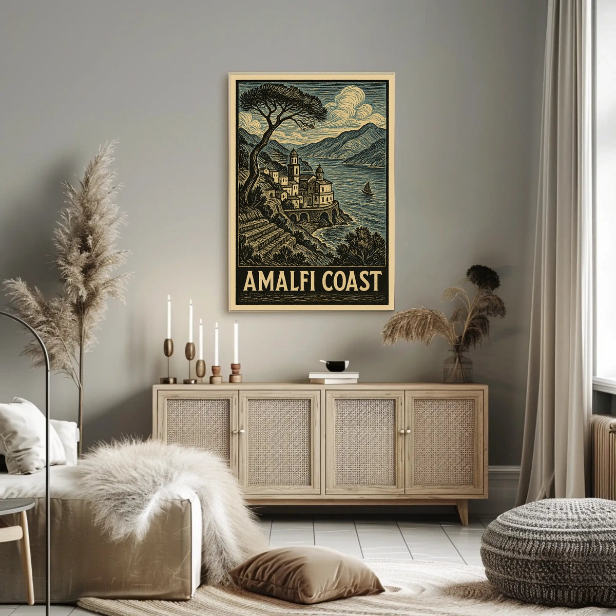Amalfi Coast Poster Wall Art 18x24 Scenic Seaside Print