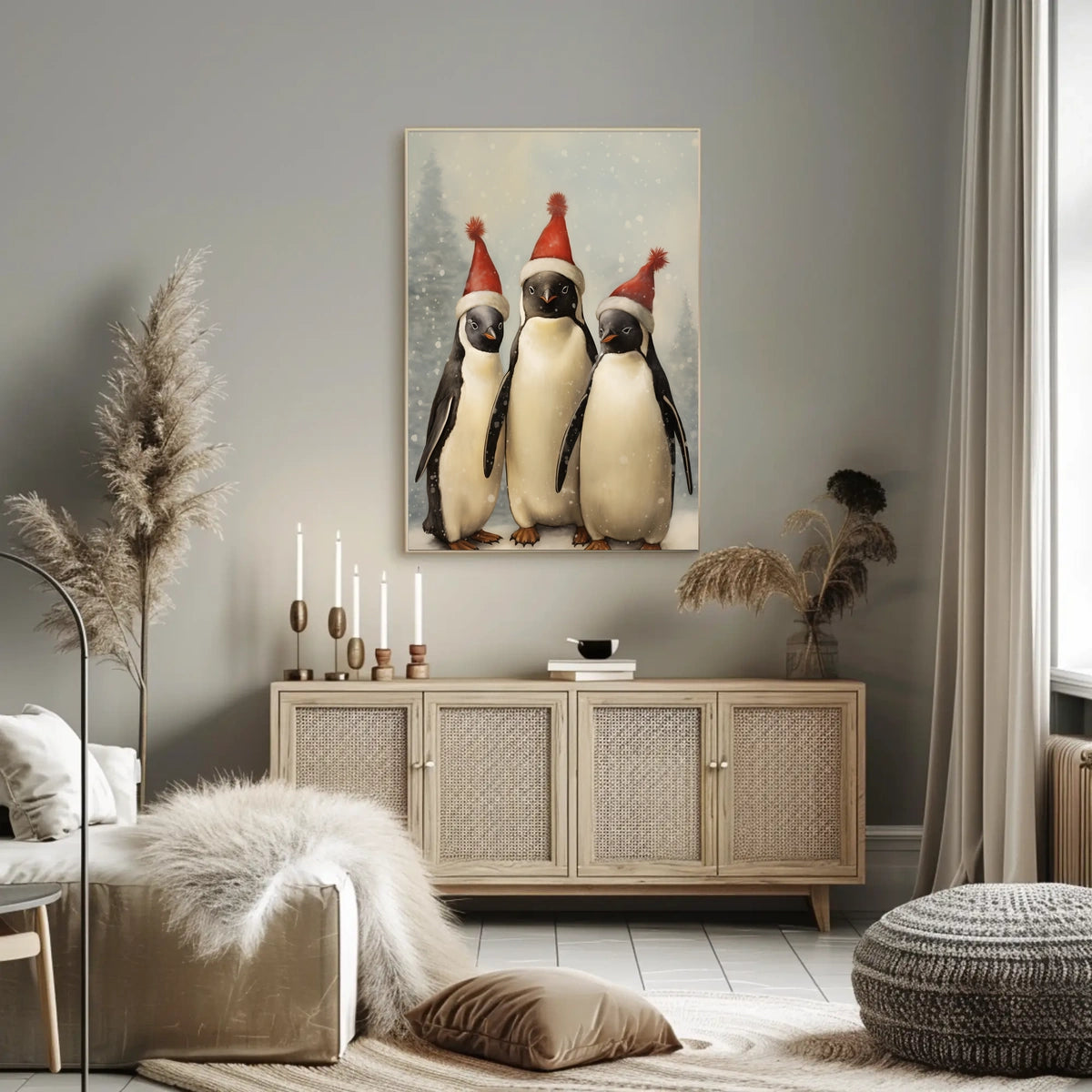 Festive Penguins Trio Poster