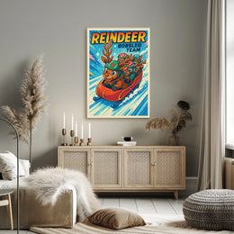 Reindeer Bobsled Team Poster