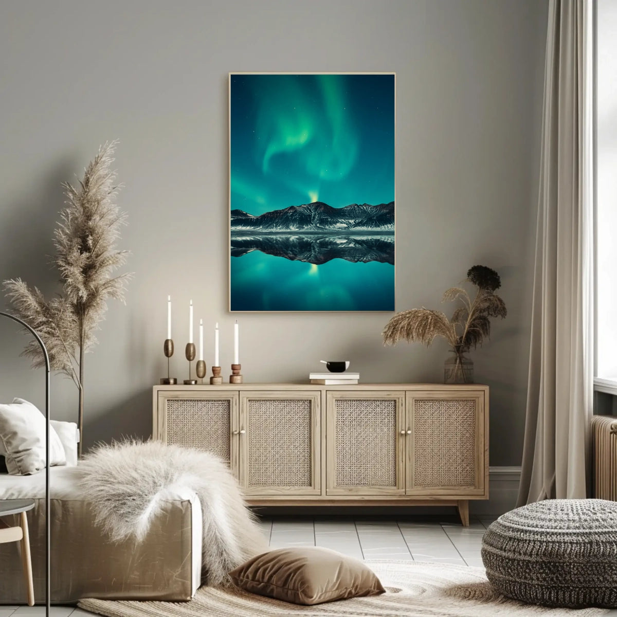 Aurora Borealis Over Mountain Range National Park Poster