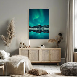 Aurora Borealis Over Mountain Range National Park Poster