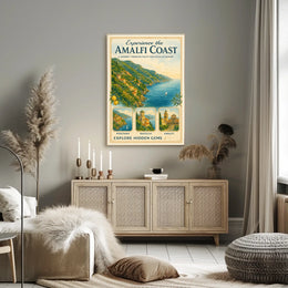 Amalfi Coast Vintage Travel Poster: Explore Hidden Gems