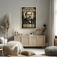 Grover Cleveland 24th President of the United States B & W Comic Sketch Poster