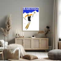Dynamic Skier in Pyrenees Auvergne Winter Sports Poster PosterGoat