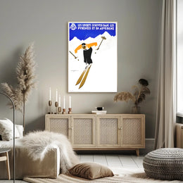 Dynamic Skier in Pyrenees Auvergne Winter Sports Poster PosterGoat