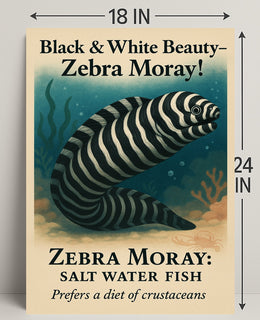 Black White Beauty Zebra Moray Poster PosterGoat