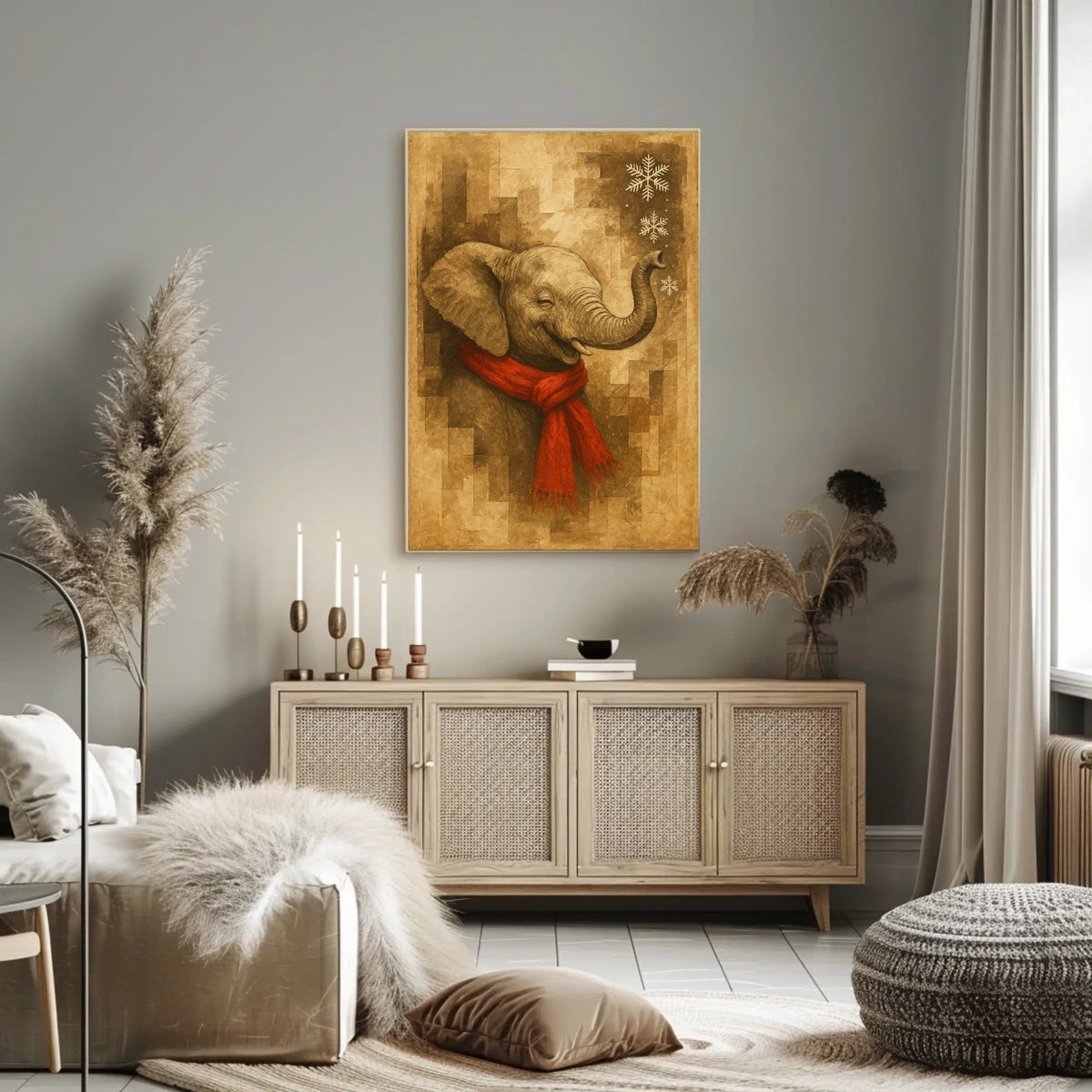 Festive Elephant in Winter Poster