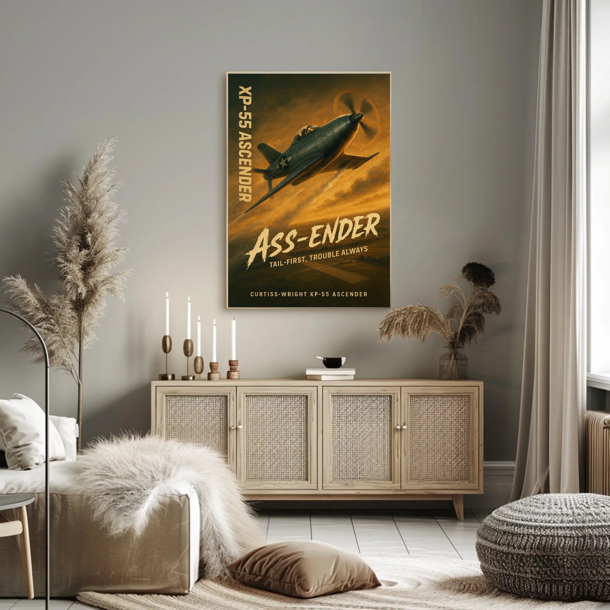 Curtiss-Wright XP-55 Ascender Iconic WWII Era Poster