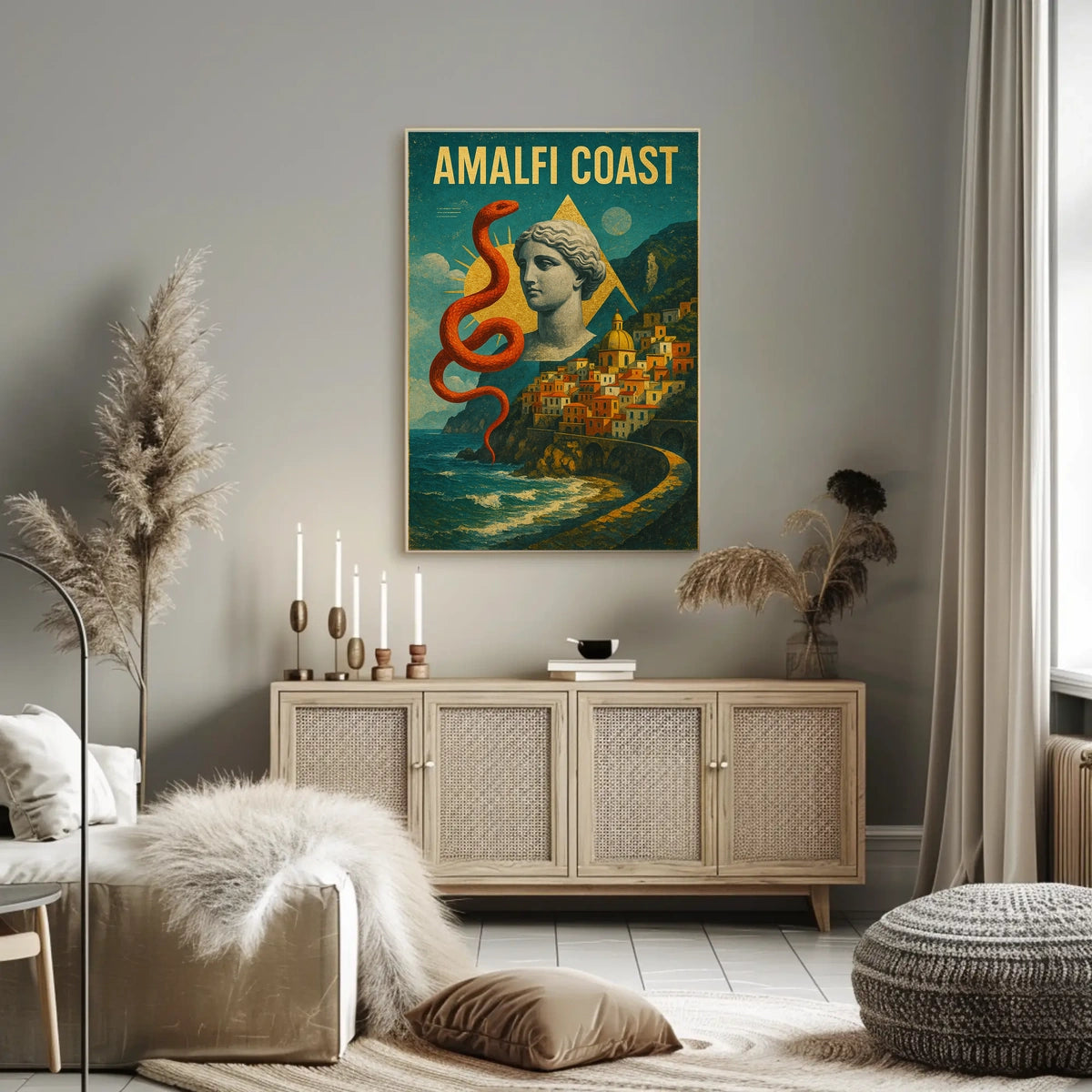 Amalfi Coast Artistic Impression Poster Wall Art Decor