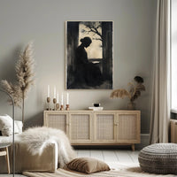Silhouette Woman Reading Vintage Artistic Poster PosterGoat