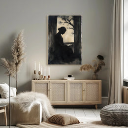 Silhouette Woman Reading Vintage Artistic Poster PosterGoat