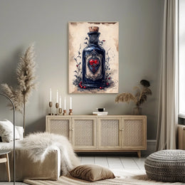 Vintage Glass Bottle Illustration Print - Abstract, Artistic, or Pop Culture Poster