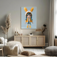 Cute Cartoon Child in Bunny Outfit Pop Culture Poster PosterGoat