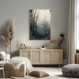 Misty Monochrome Forest Artistic Poster