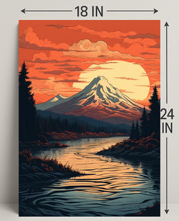 Serene Mountain Sunset Poster PosterGoat