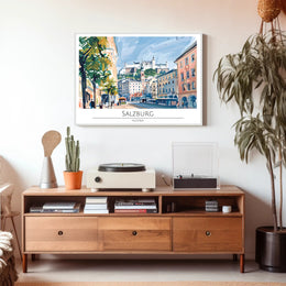 Salzburg Scenic Illustration Poster PosterGoat