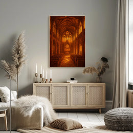Gothic Cathedral Interior Hyper Realistic Art Decor Poster