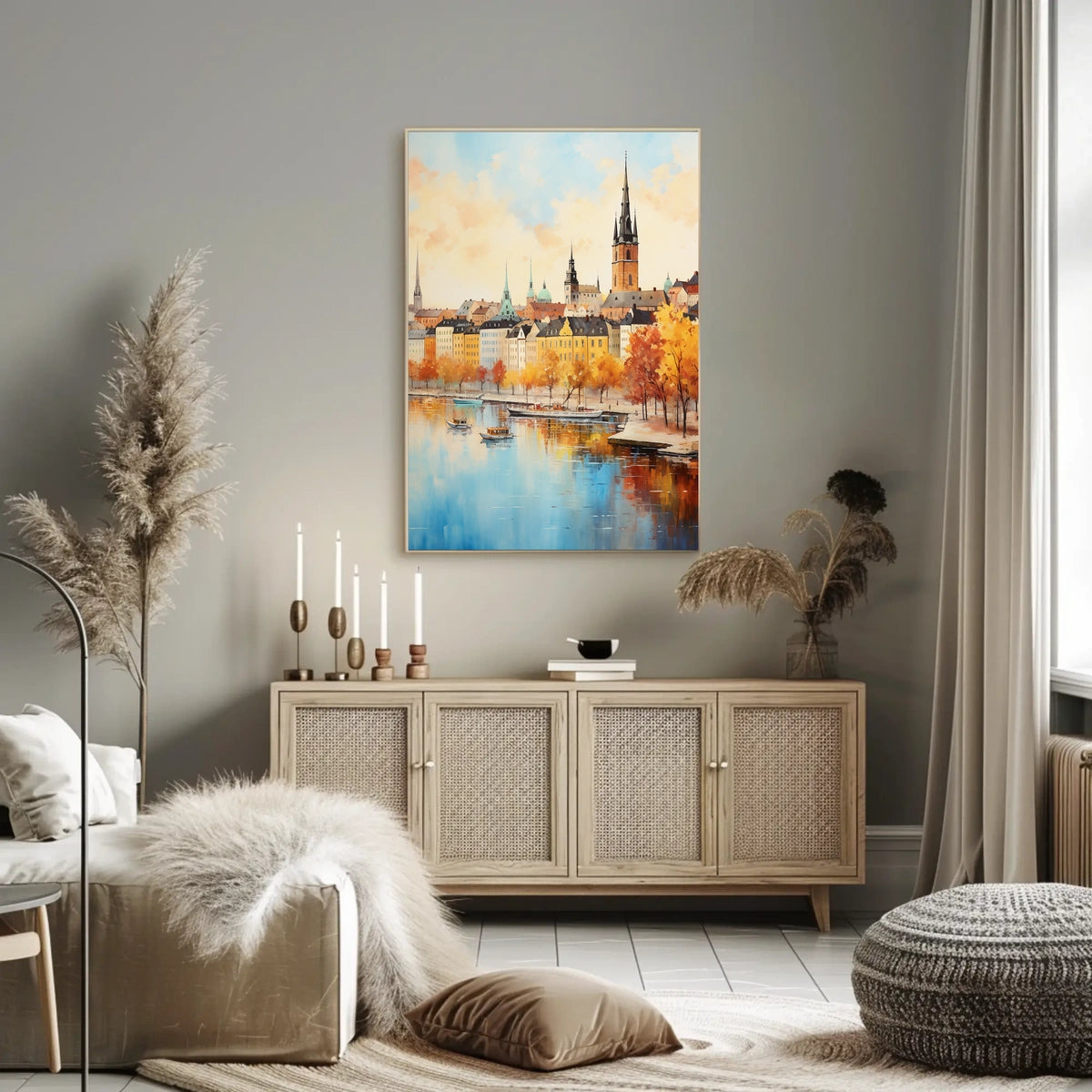 European Cityscape Elegance Captured in Scenic Travel Poster