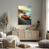 Exhilarating Coastal Drive Modern Car Travel Poster