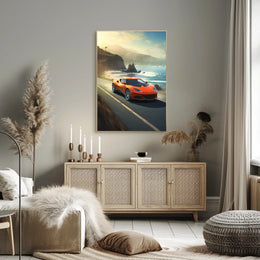 Exhilarating Coastal Drive Modern Car Travel Poster