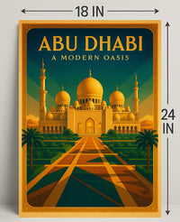 Abu Dhabi Oasis Elegance Vintage Travel Poster