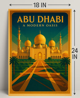 Abu Dhabi Oasis Elegance Vintage Travel Poster