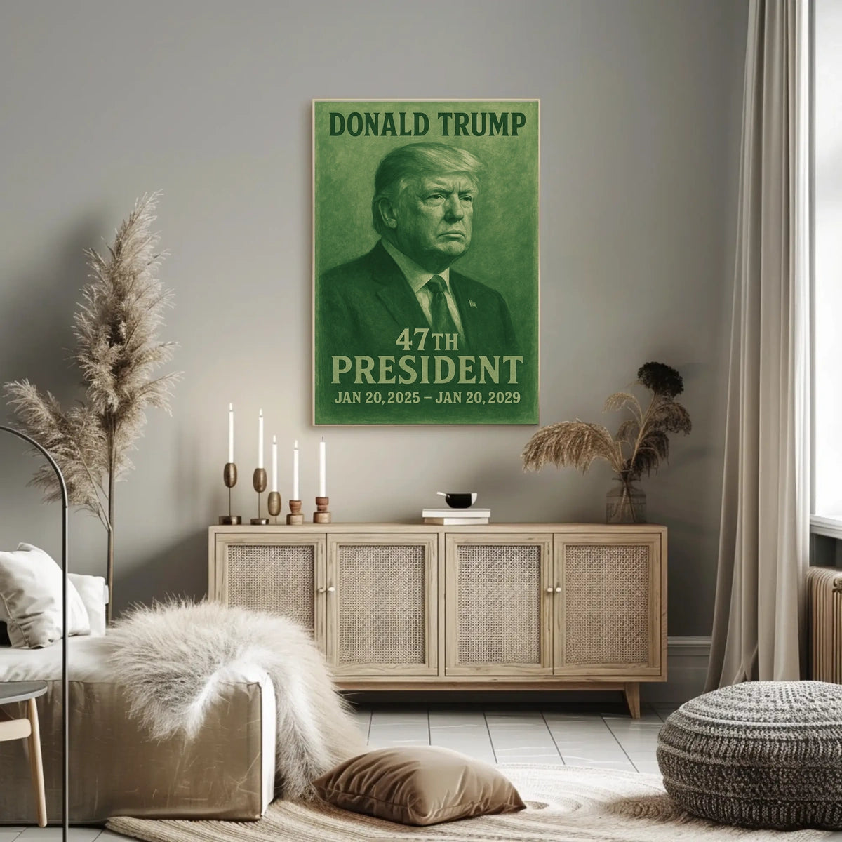 Donald Trump 47th President Scenic Landmark Portrait Patriotic Heritage Wall Art Modern Poster