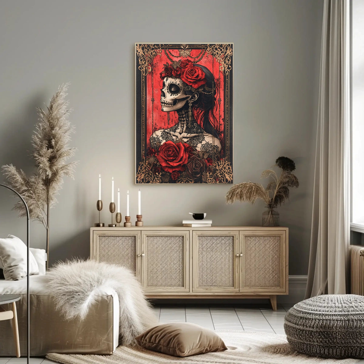 Day of the Dead Skull Woman Cultural Poster