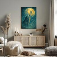 Howling Moon Wolf Poster
