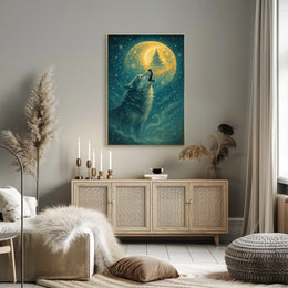 Howling Moon Wolf Poster