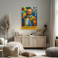 Colorful Bearded Man Portrait with Musical Elements Poster