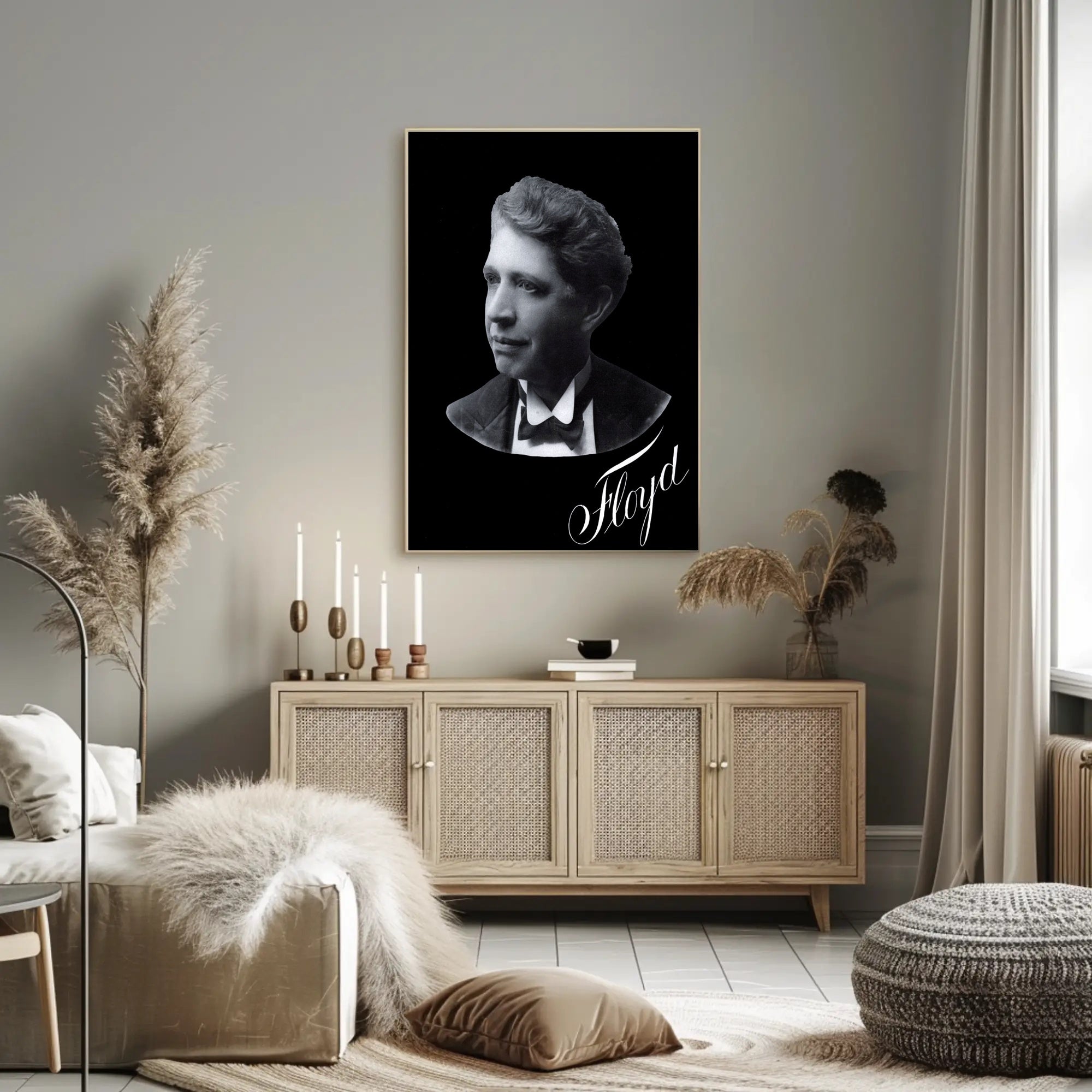 Elegant Floyd Portrait Classic Black and White Artistic Poster