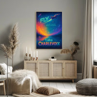 Fly Adventures Over Lake Charlevoix Futuristic Sci-Fi Poster