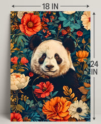 Panda in Bloom: Artistic Harmony Animal Poster