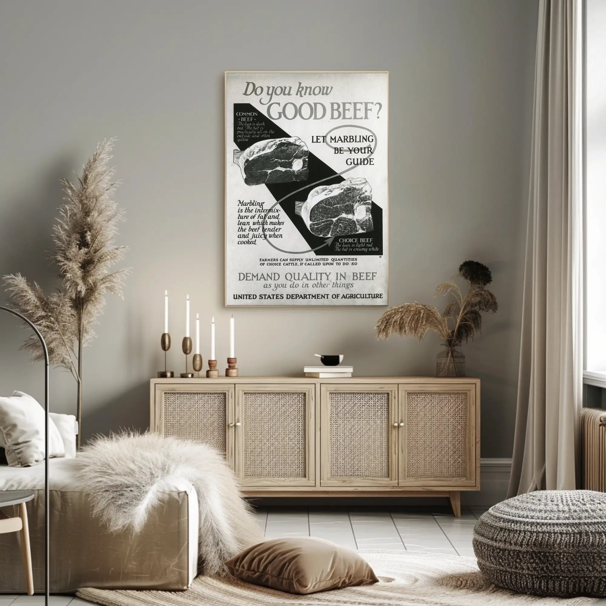 Quality Beef Vintage Educational Poster PosterGoat