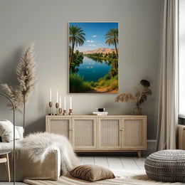 Serene Riverside Oasis Poster