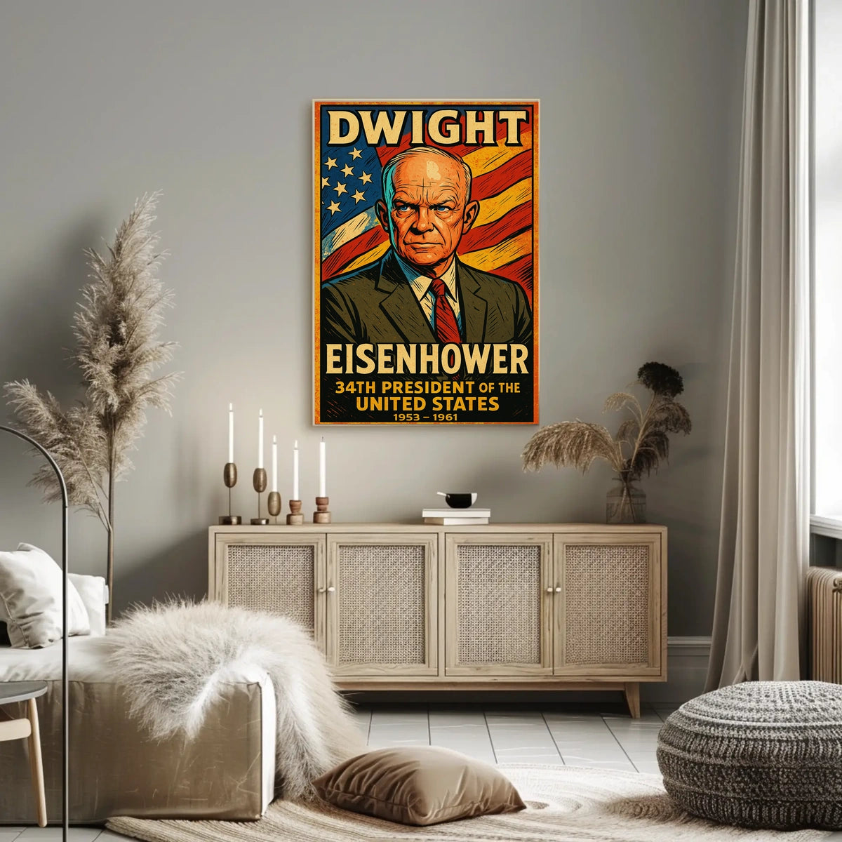 Dwight D Eisenhower 34th President Poster Vintage Wall Art