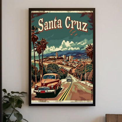 Santa Cruz California Vintage Drive Travel Poster
