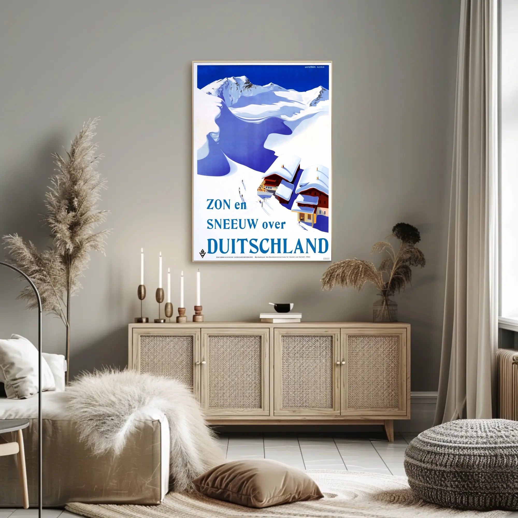 Snowy German Alps Vintage Travel Illustration Poster PosterGoat