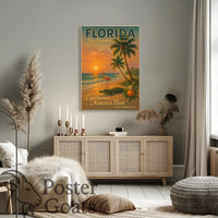 Florida Sunset: Vintage Travel Poster