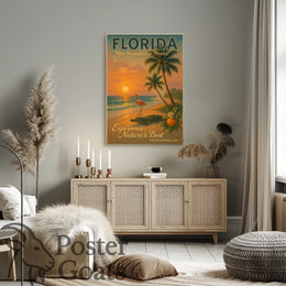 Florida Sunset: Vintage Travel Poster