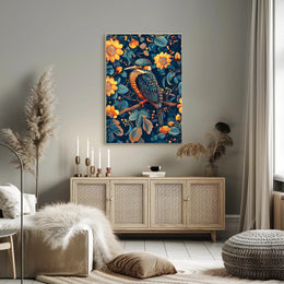 Vibrant Kingfisher Floral Paradise Poster