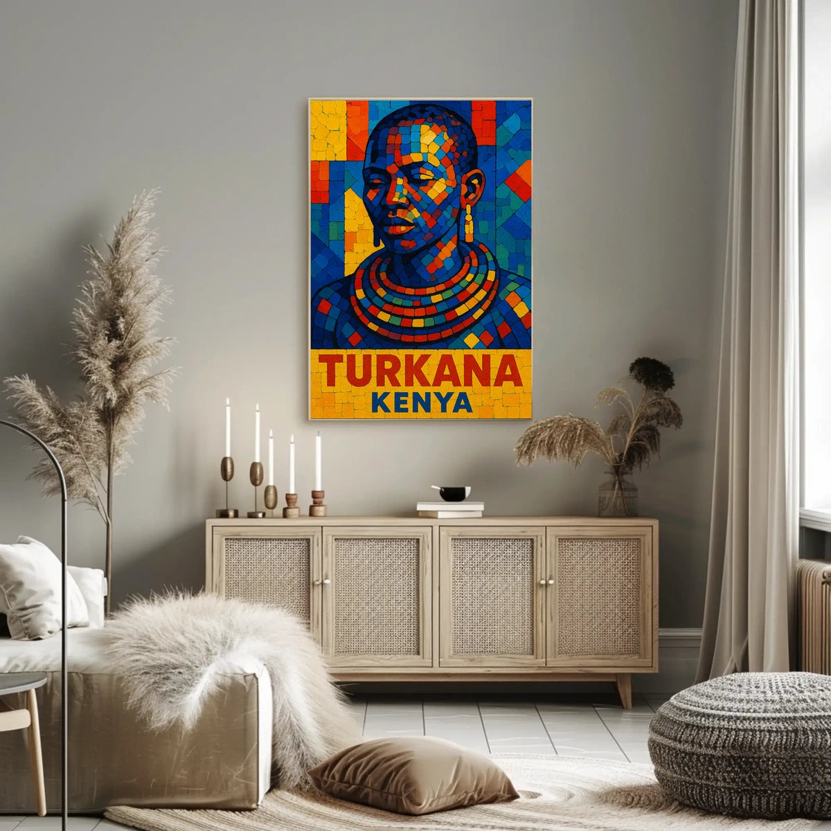 Turkana Kenya Vibrant Mosaic Art Poster