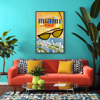 Miami Fly TWA Travel Poster