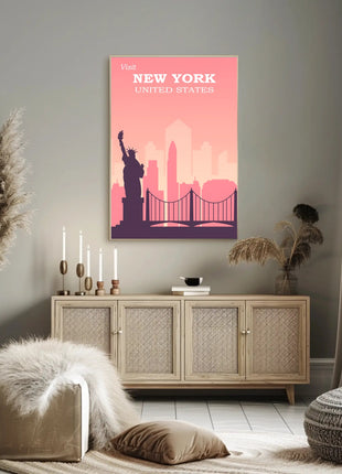 New York Landmarks Vintage Travel Poster