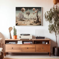 Surreal Landscape with Futuristic Technology Sci-Fi Poster