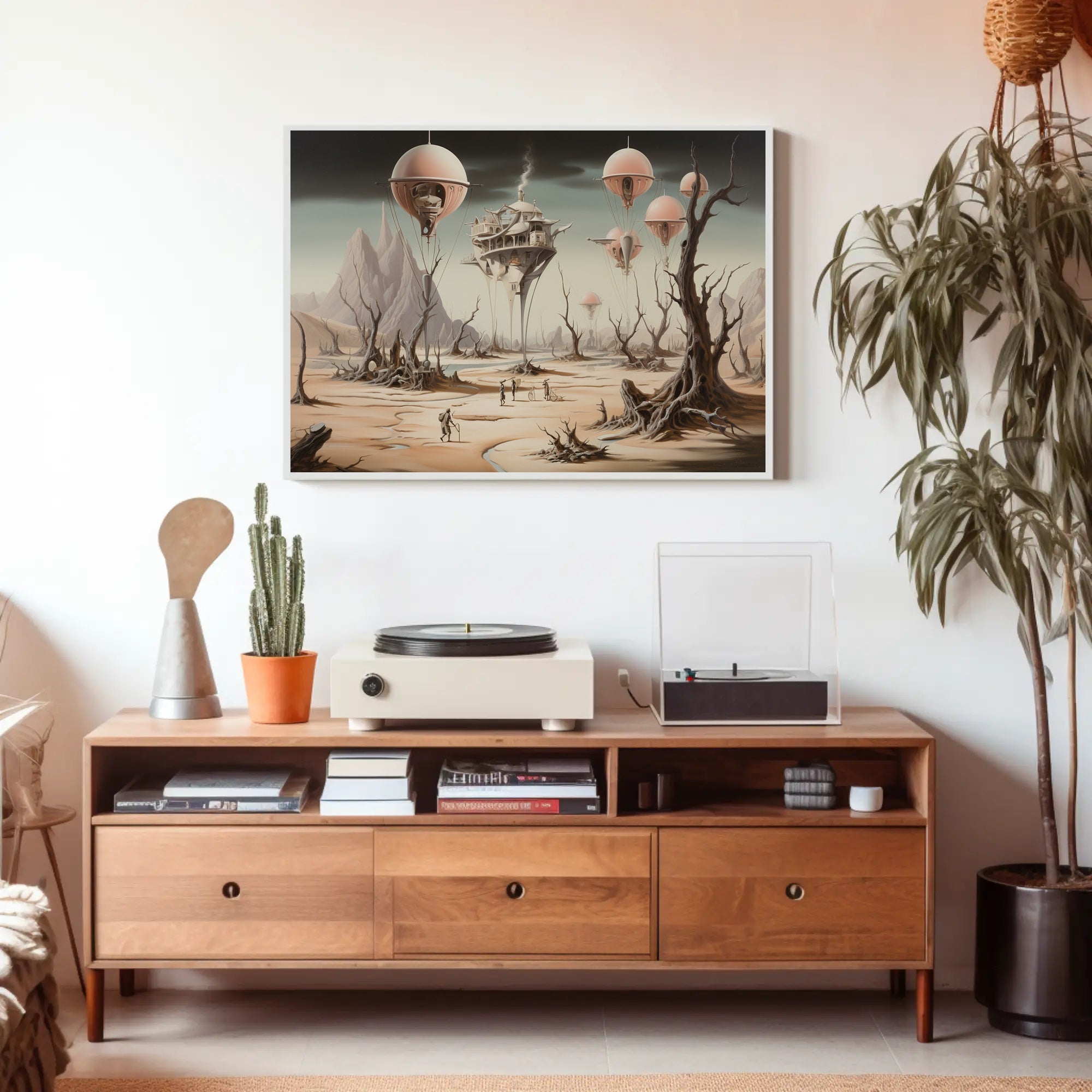 Surreal Landscape with Futuristic Technology Sci-Fi Poster