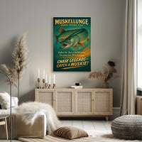 Muskellunge Adventure Vintage Fishing Poster for Anglers