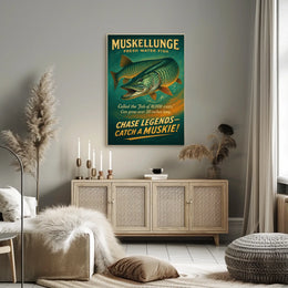 Muskellunge Adventure Vintage Fishing Poster for Anglers