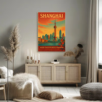 Shanghai Cityscape Illustrative Travel Poster